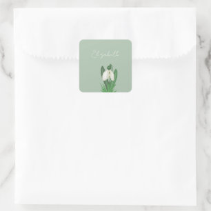 Delicate Spring Snowdrop Flower Square Sticker
