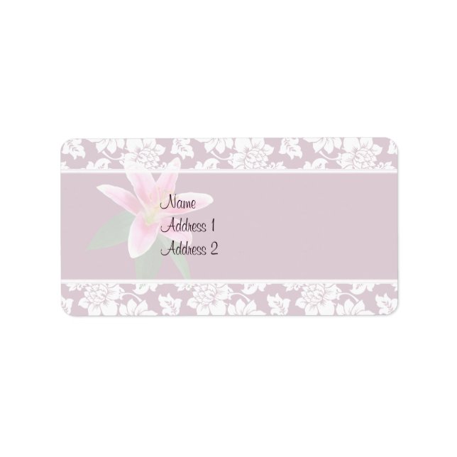 Delicate Stargazer Lily Wedding Invitation Label (Front)