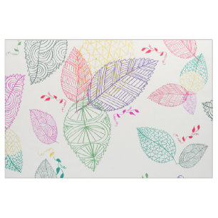 Delicate Stylised Colourful Spring leafs pattern Fabric