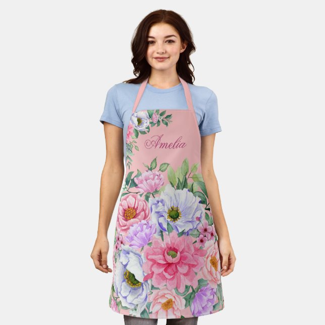 Delicate Summer Garden Party Flowers  Apron (Worn)