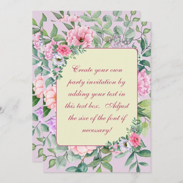 Delicate Summer Garden Party Flowers Decoupage  Invitation (Front/Back)