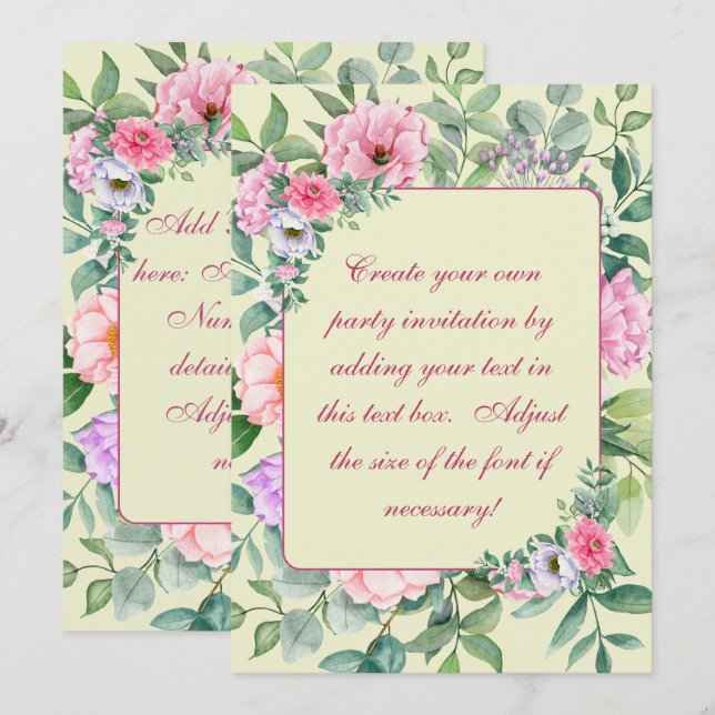 Delicate Summer Garden Party Flowers Decoupage  Invitation (Front/Back)