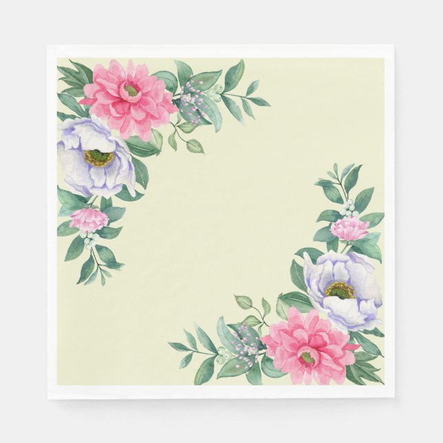 Delicate Summer Garden Party Flowers  Napkin (Front)
