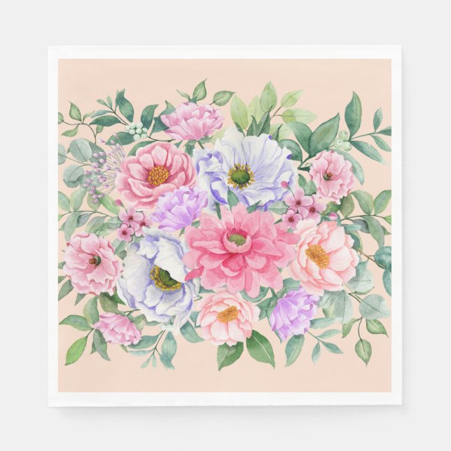 Delicate Summer Garden Party Flowers  Napkin (Front)