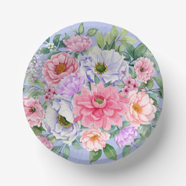 Delicate Summer Garden Party Flowers  Paper Plate (Front)