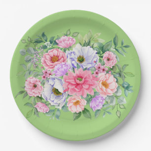 Delicate Summer Garden Party Flowers  Paper Plate