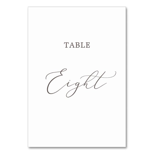 Delicate Taupe Calligraphy Table Eight Number (Front)