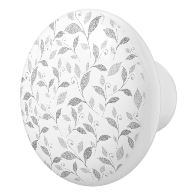 Delicate Textured Grey Floral Ceramic Knob (Right)