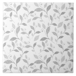 Delicate Textured Grey Floral Ceramic Tile