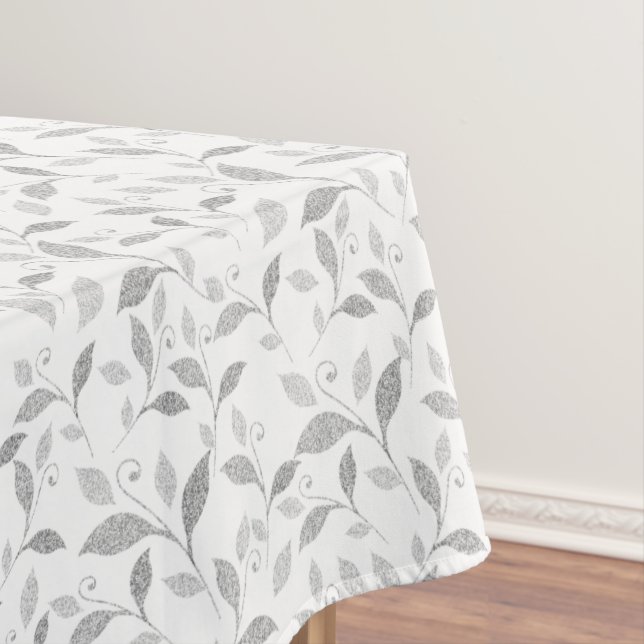 Delicate Textured Grey Floral Tablecloth (In Situ)