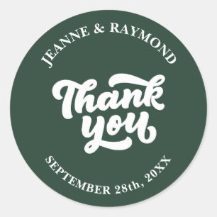 Delicate Thank You Sage Green Wedding Favour Classic Round Sticker