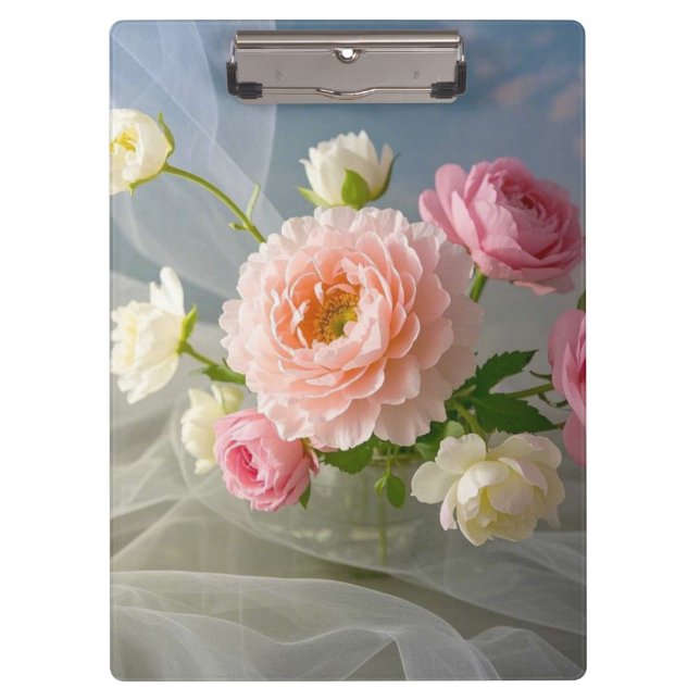 Delicate Timeless Elegant Pink Flowers Clipboard (Front)