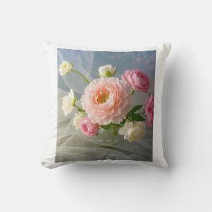 Delicate Timeless Elegant Pink Flowers Cushion