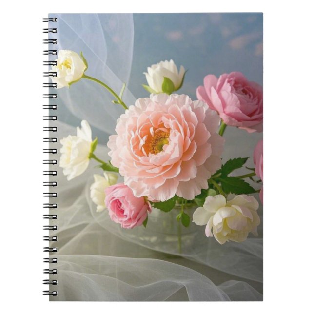 Delicate Timeless Elegant Pink Flowers Notebook (Front)