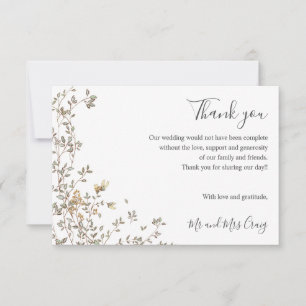 Delicate Tiny Green leaves green Wedding thank you Card