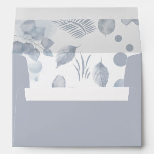 Delicate Transparent Dusty Blue Floral Wedding     Envelope
