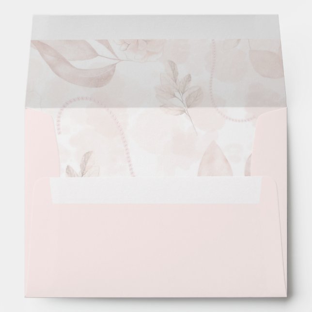 Delicate Transparent Dusty Pink Floral Wedding Envelope (Back (Bottom))