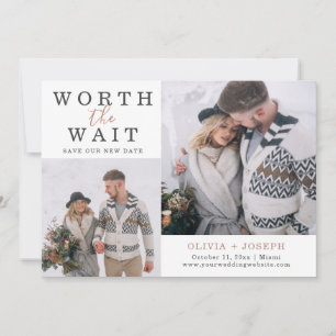 Delicate   Two Photo New Date for Wedding Save The Date