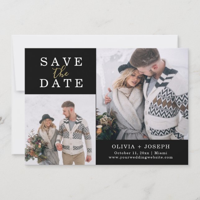 Delicate | Two Photo Wedding Save The Date (Front)