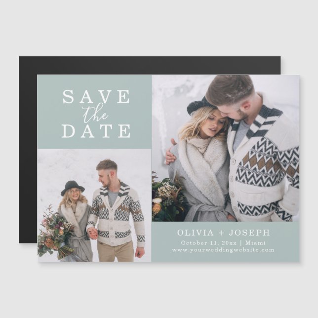 Delicate | Two Photo Wedding Save The Date Magnetic Invitation (Front/Back)