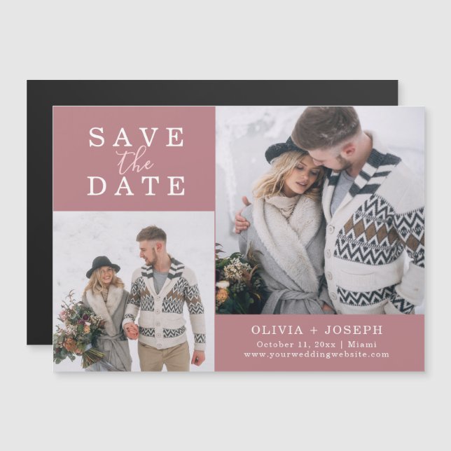 Delicate | Two Photo Wedding Save The Date Magnetic Invitation (Front/Back)
