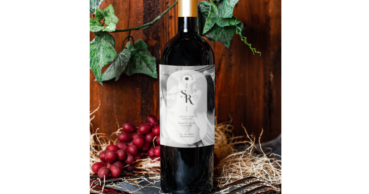 Delicate Vellum Transparency Elegant Black & White Wine Label Zazzle