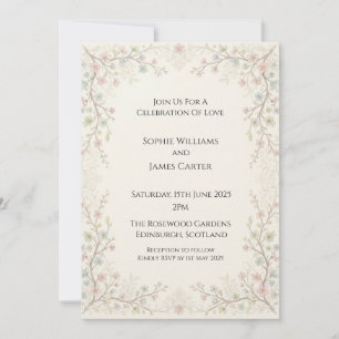 Delicate Vine & Blossom Border Invitation