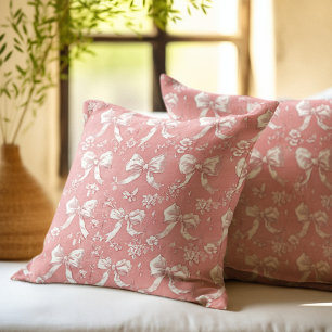 Delicate Vintage Bows & Blossom Floral Pattern Cushion