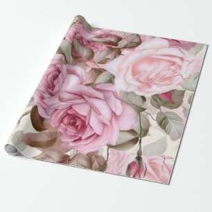 Delicate Vintage Pink Roses  Wrapping Paper