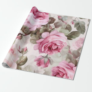 Delicate Vintage Pink Roses  Wrapping Paper