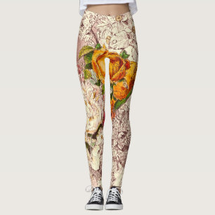 Delicate Vintage Roses Art Leggings