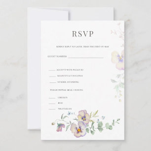 Delicate Viola Eucalypt Floral Wedding RSVP card