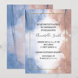 Delicate watercolor allude to waves CONFIRMATION Invitation