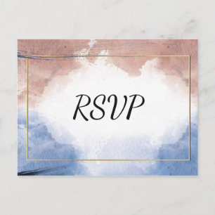Delicate watercolor allude to waves rsvp invitation postcard