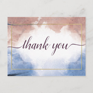 Delicate watercolor allude to waves Thank you Post Postcard
