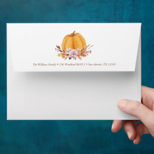 Delicate Watercolor Autumn Pumpkin Envelope