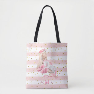 Delicate Watercolor Ballerina and Baby Unicorn  To Tote Bag
