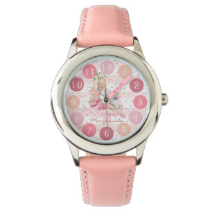 Delicate Watercolor Ballerina and Unicorn Monogram Watch