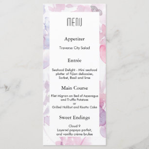Delicate Watercolor Blooms Wedding Design MENU