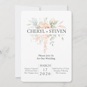 Delicate Watercolor Bouquet – Pink Roses Floral De Invitation
