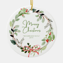 Delicate Watercolor Christmas Wreath