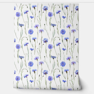Delicate Watercolor Cornflowers Wallpaper