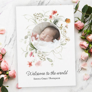 Delicate Watercolor Floral Birth Announcement