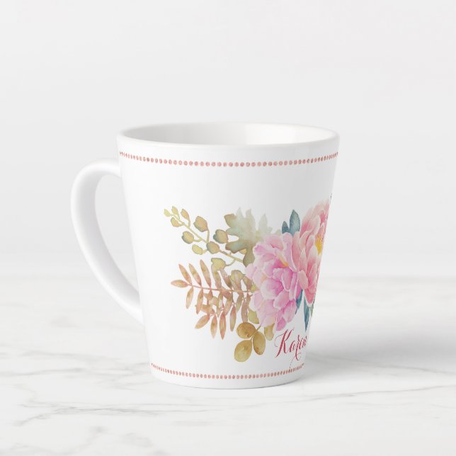 Delicate Watercolor Floral Latte Mug (Left Angle)