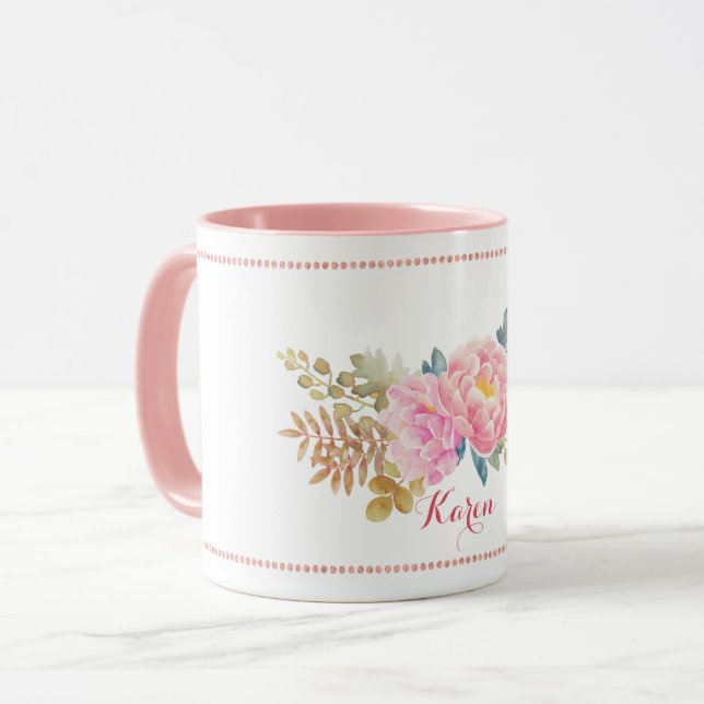 Delicate Watercolor Floral Mug (Front Left)