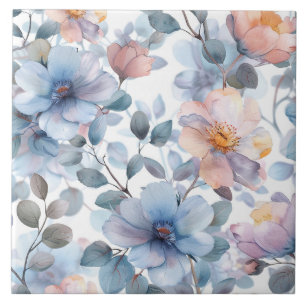 Delicate watercolor floral pattern in pastel colou tile
