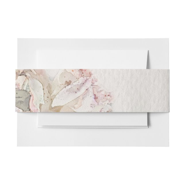 Delicate Watercolor Floral Wedding Invitation Belly Band (Front Example)