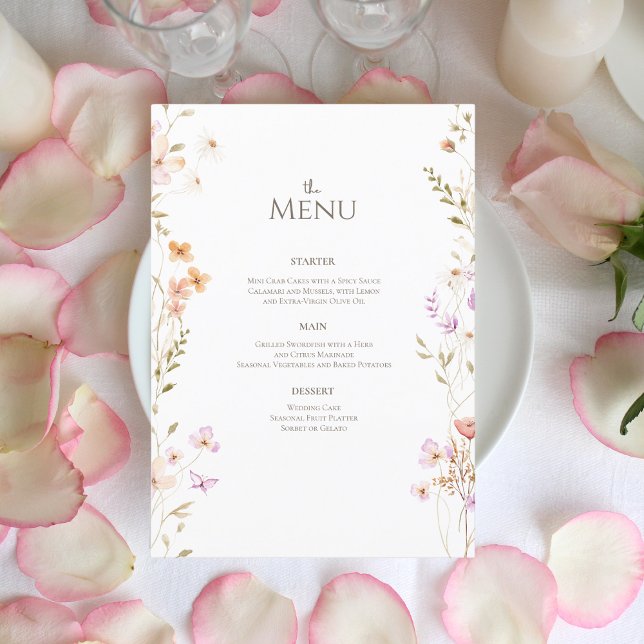 Delicate Watercolor Floral Wedding Menu (Creator Uploaded)
