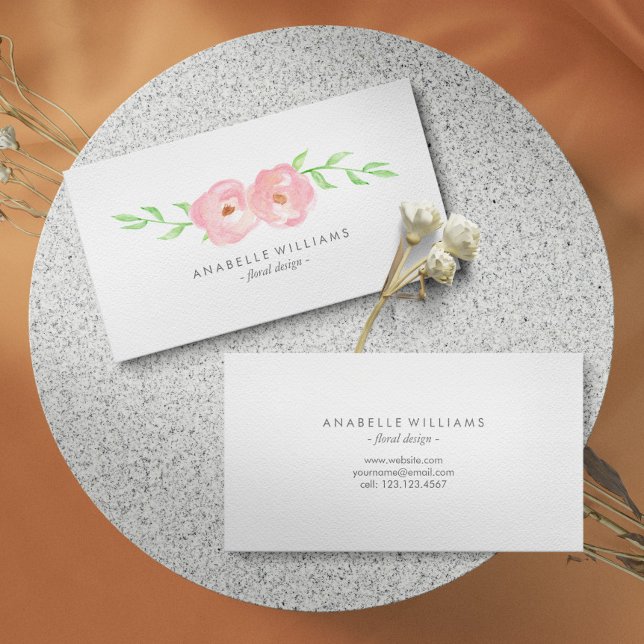 Delicate Watercolor Flowers Business Card (Creator Uploaded)