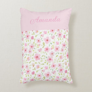 Delicate watercolor flowers decorative cushion